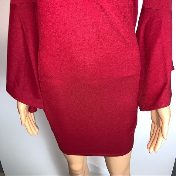 Big Strike USA Off the Shoulder Flare Sleeve Dress - Picture 4 of 8